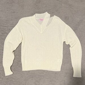 Pink Lily Cream V-Neck Sweater